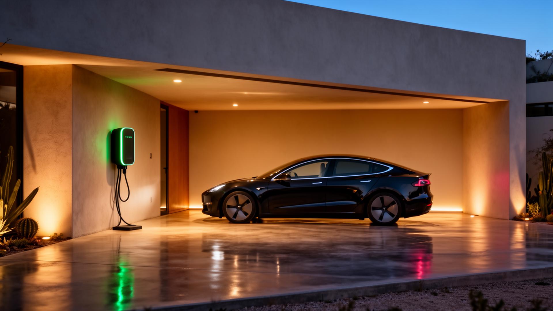 Cargador EV instalado en garage moderno